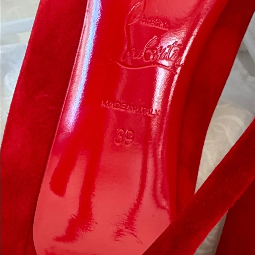 Christian Louboutin Kate max 100mm red loubi suede stiletto sz 39 - Picture 8 of 12